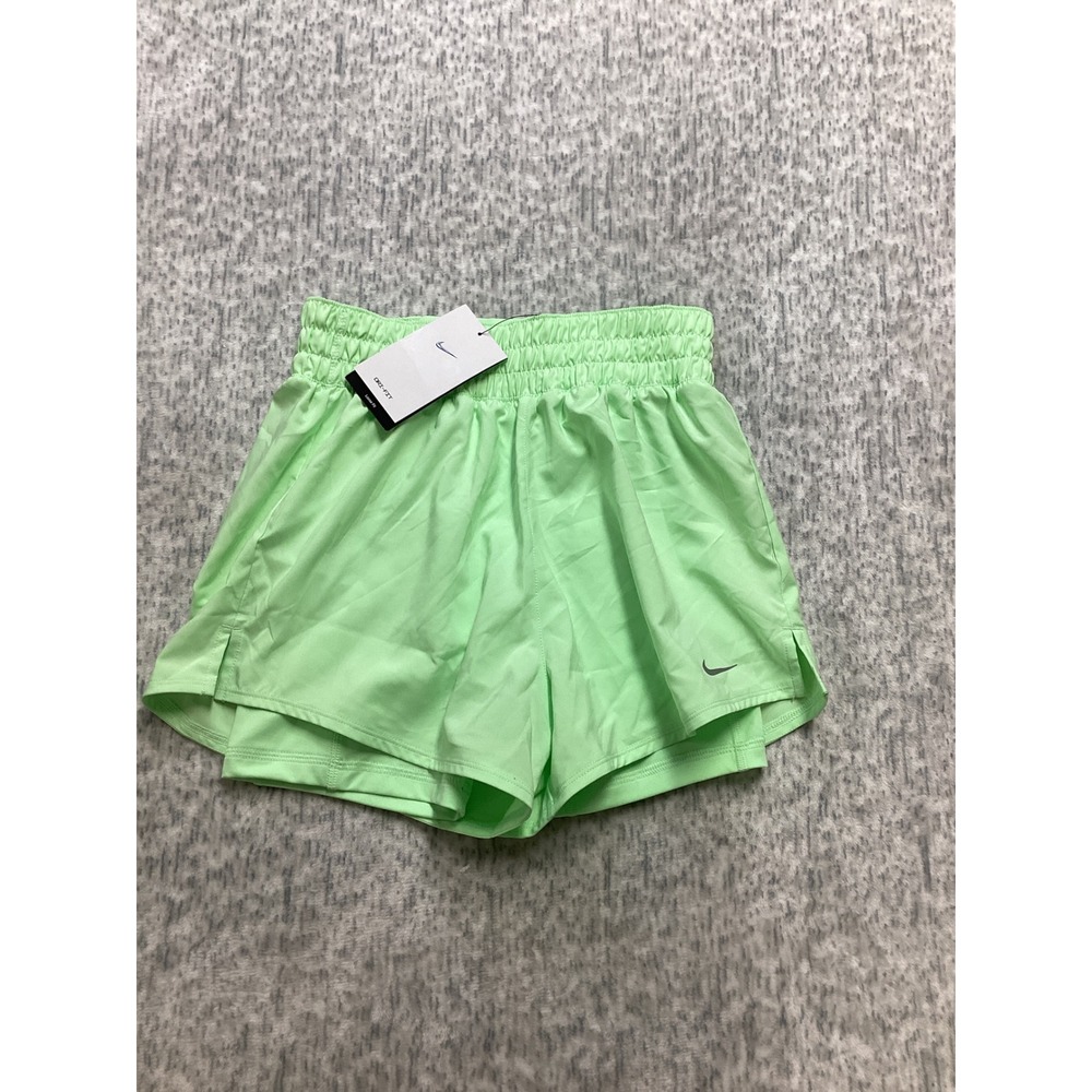 Nike Dri-FIT Womens Training Shorts Lime Green High Waisted DX6016-376 XS NWT